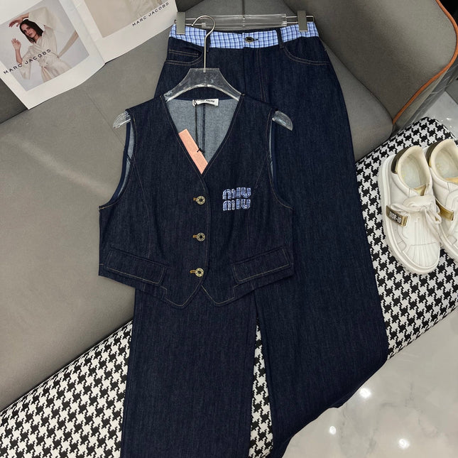 SET SLEEVELESS TOP AND DENIM PANTS 263282