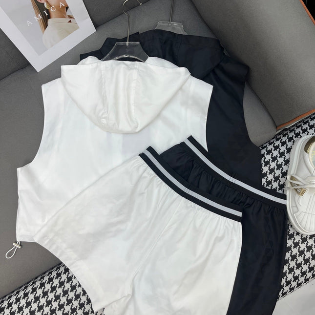 SLEEVELESS HOODIE AND SHORTS JACQUARD FABRIC 266715