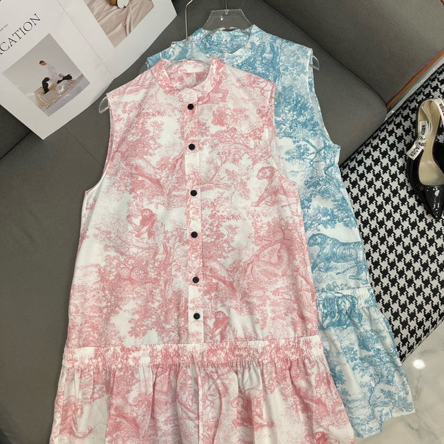 DIOR TIMELESS HIGH-NECK MIDI SILK FABRIC