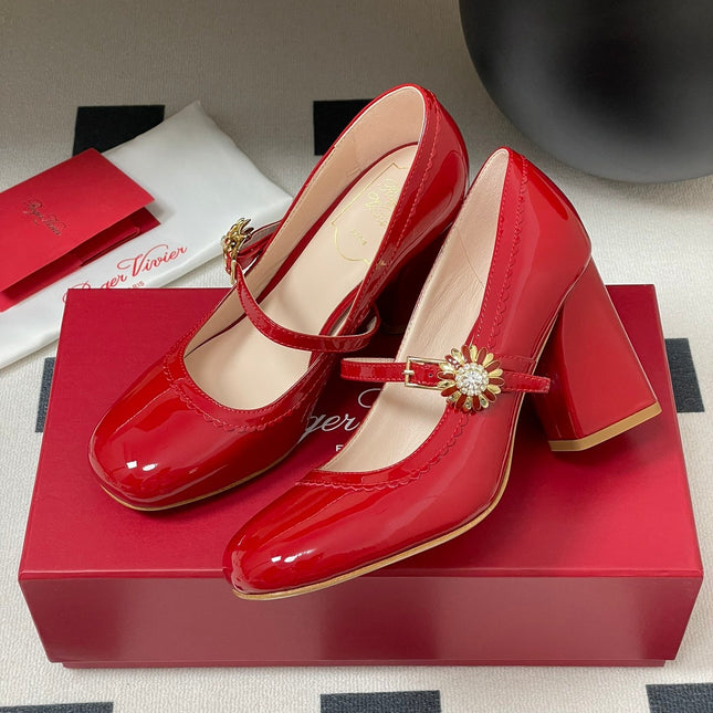 TRÈS VIVIER MARY JANE PUMPS 85MM IN RED GLOSSY CALFSKIN