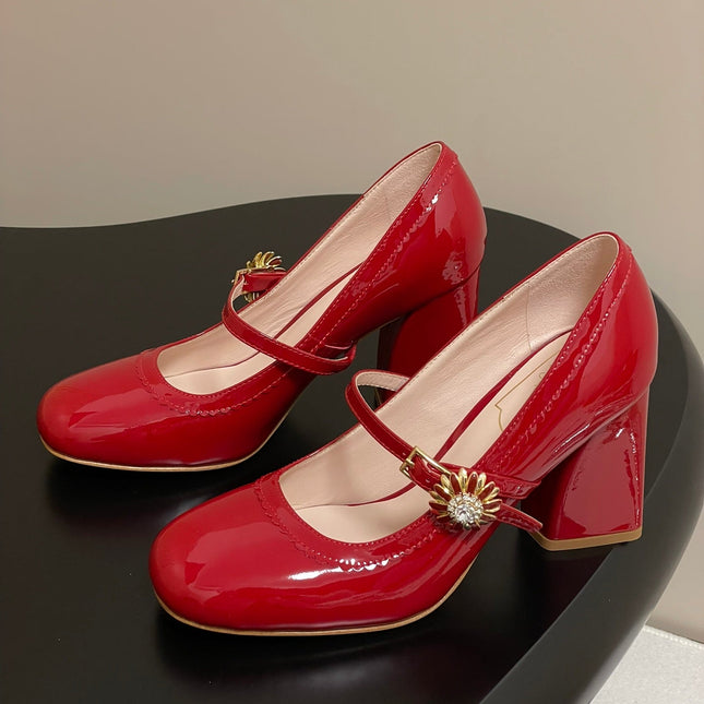TRÈS VIVIER MARY JANE PUMPS 85MM IN RED GLOSSY CALFSKIN