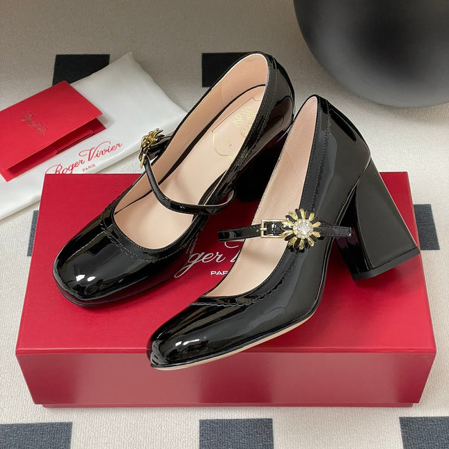 TRÈS VIVIER MARY JANE PUMPS 85MM IN BLACK GLOSSY CALFSKIN
