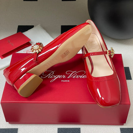TRÈS VIVIER MARY JANE PUMPS IN RED PATENT CALFSKIN