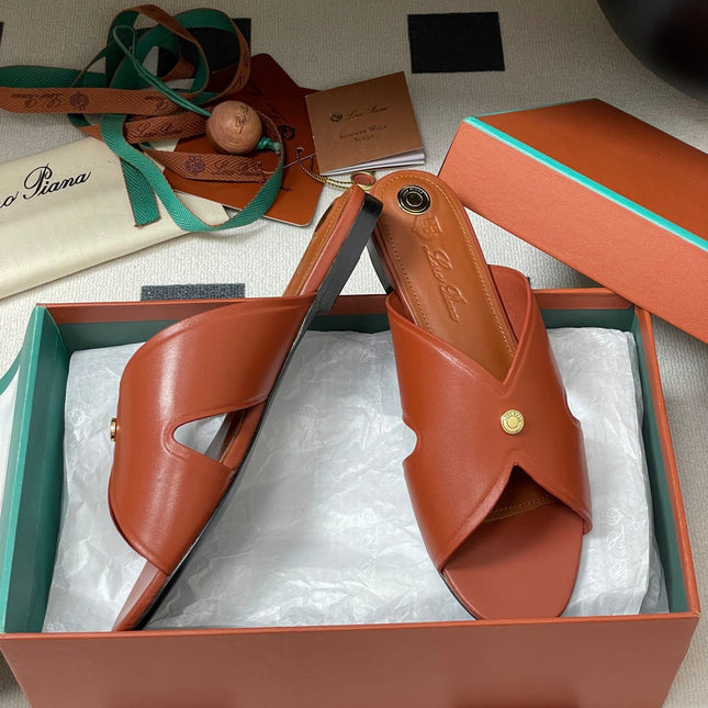 LP CLASSIC CROSS-STRAP SANDALS 25S IN RUST ORANGE LAMBSKIN