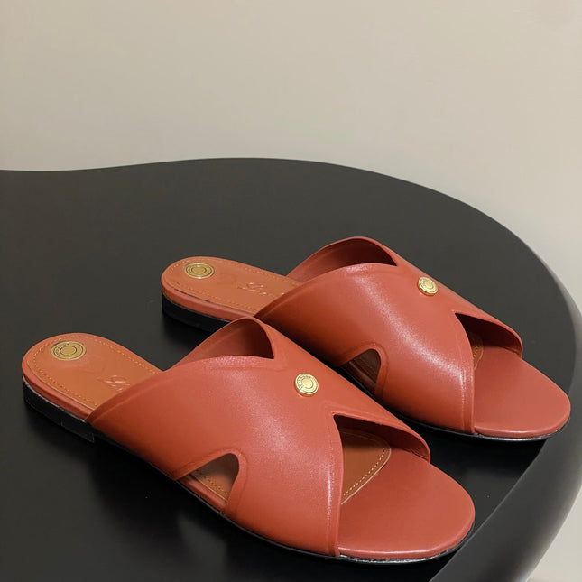 LP CLASSIC CROSS-STRAP SANDALS 25S IN RUST ORANGE LAMBSKIN