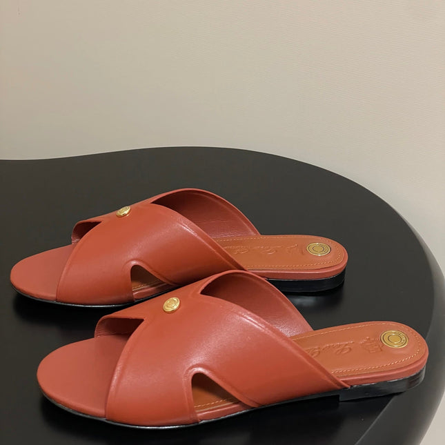 LP CLASSIC CROSS-STRAP SANDALS 25S IN RUST ORANGE LAMBSKIN
