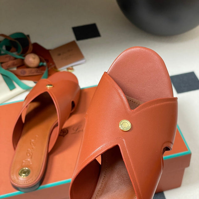 LP CLASSIC CROSS-STRAP SANDALS 25S IN RUST ORANGE LAMBSKIN