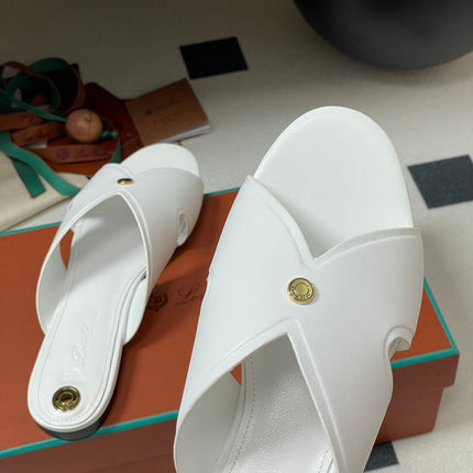 LP CLASSIC CROSS-STRAP SANDALS 25S IN WHITE LAMBSKIN