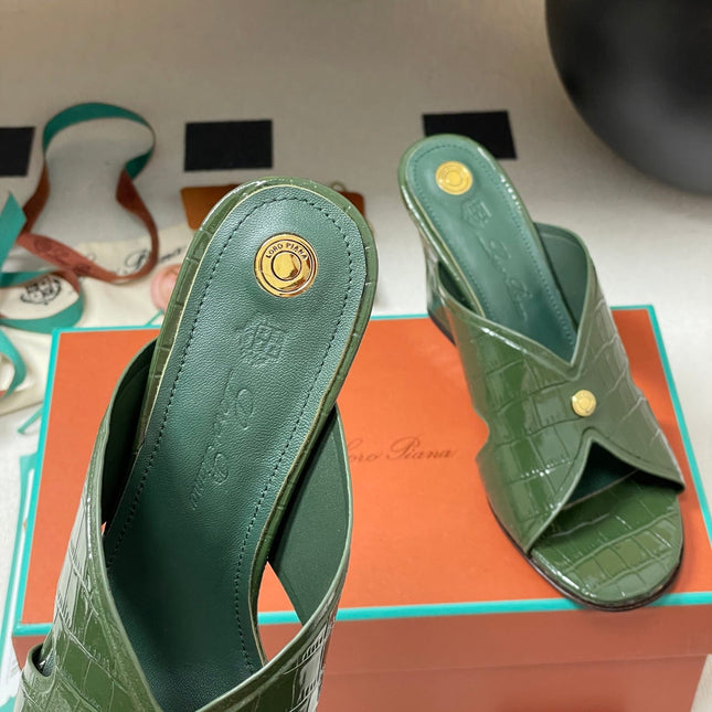 HIGH HEELS 80 MM IN MOSS GREEN CALFSKIN SNAKE EMBOSSING