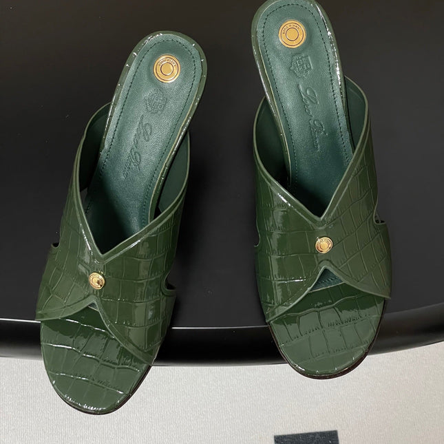 HIGH HEELS 80 MM IN MOSS GREEN CALFSKIN SNAKE EMBOSSING