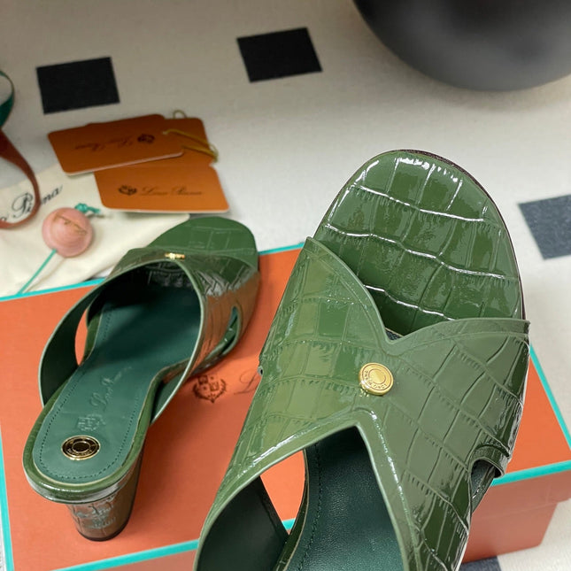 HIGH HEELS 80 MM IN MOSS GREEN CALFSKIN SNAKE EMBOSSING