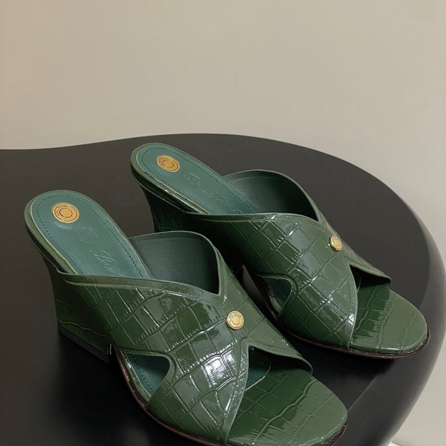 HIGH HEELS 80 MM IN MOSS GREEN CALFSKIN SNAKE EMBOSSING