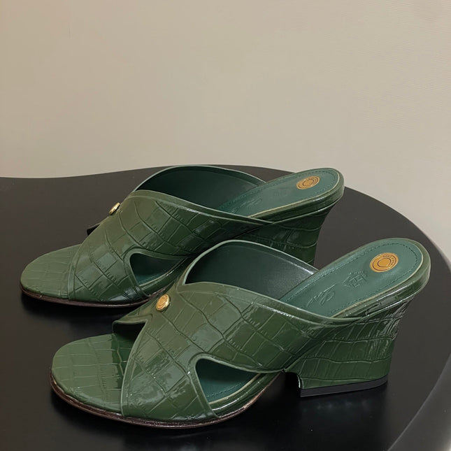 HIGH HEELS 80 MM IN MOSS GREEN CALFSKIN SNAKE EMBOSSING