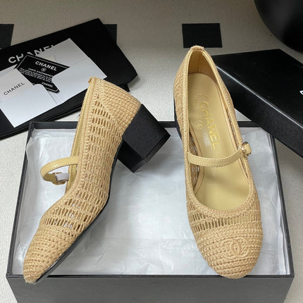 HIGH BALLET MARY JANE 50MM IN NATURAL BEIGE RAFFIA