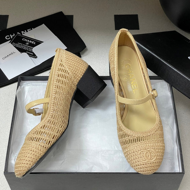 HIGH BALLET MARY JANE 50MM IN NATURAL BEIGE RAFFIA