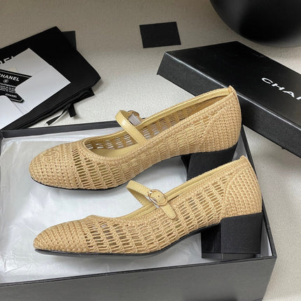HIGH BALLET MARY JANE 50MM IN NATURAL BEIGE RAFFIA