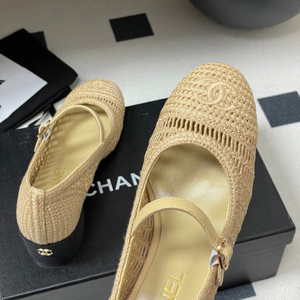 HIGH BALLET MARY JANE 50MM IN NATURAL BEIGE RAFFIA