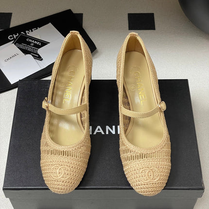 HIGH BALLET MARY JANE 50MM IN NATURAL BEIGE RAFFIA