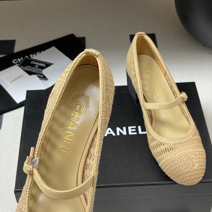 HIGH BALLET MARY JANE 50MM IN NATURAL BEIGE RAFFIA