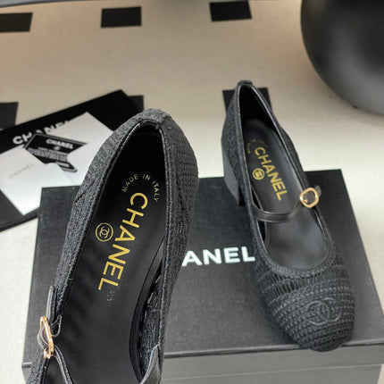 HIGH BALLET MARY JANE 50MM IN BLACK RAFFIA