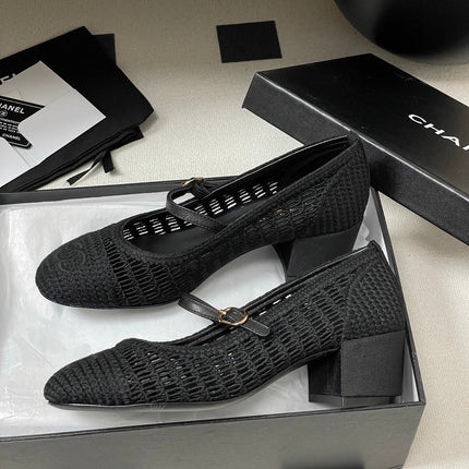 HIGH BALLET MARY JANE 50MM IN BLACK RAFFIA