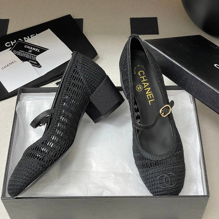 HIGH BALLET MARY JANE 50MM IN BLACK RAFFIA