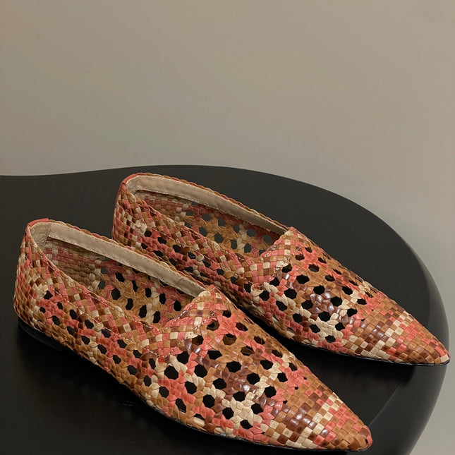 LP POINTED-TOE BALLET FLATS 25S IN ORANGE LAMBSKIN