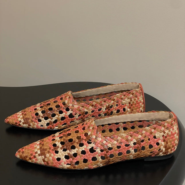 LP POINTED-TOE BALLET FLATS 25S IN ORANGE LAMBSKIN