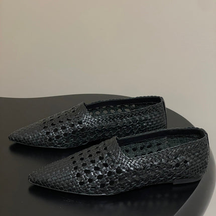 LP POINTED-TOE BALLET FLATS 25S IN BLACK LAMBSKIN