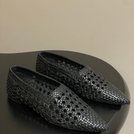 LP POINTED-TOE BALLET FLATS 25S IN BLACK LAMBSKIN