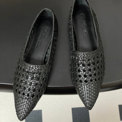 LP POINTED-TOE BALLET FLATS 25S IN BLACK LAMBSKIN