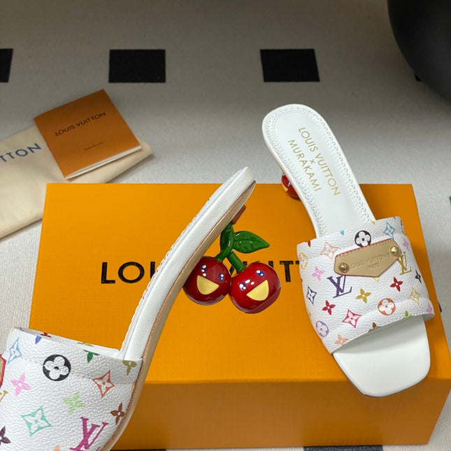 LV MURAKAMI HIGH-HEEL SANDALS 55MM IN MULTICOLOR MONOGRAM COATED CANVAS
