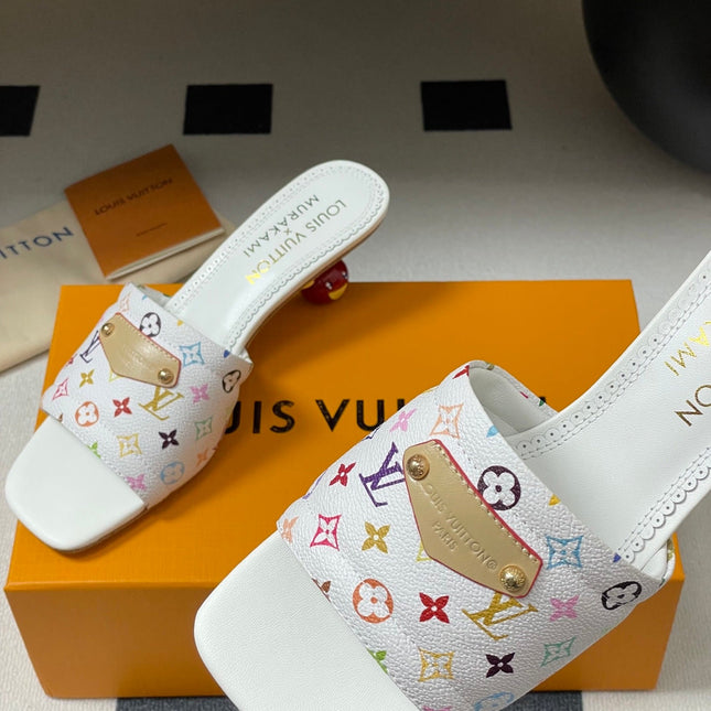 LV MURAKAMI HIGH-HEEL SANDALS 55MM IN MULTICOLOR MONOGRAM COATED CANVAS