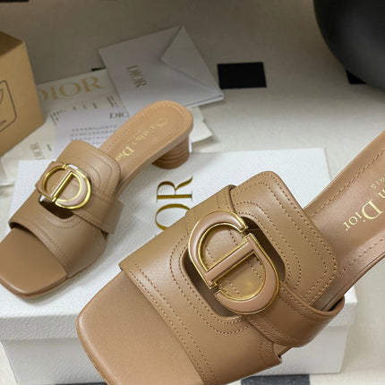 DIOR HIGH HEEL CLASSIC MONTAIGNE 40 MM 25S IN BROWN LAMBSKIN WITH CD LOGO