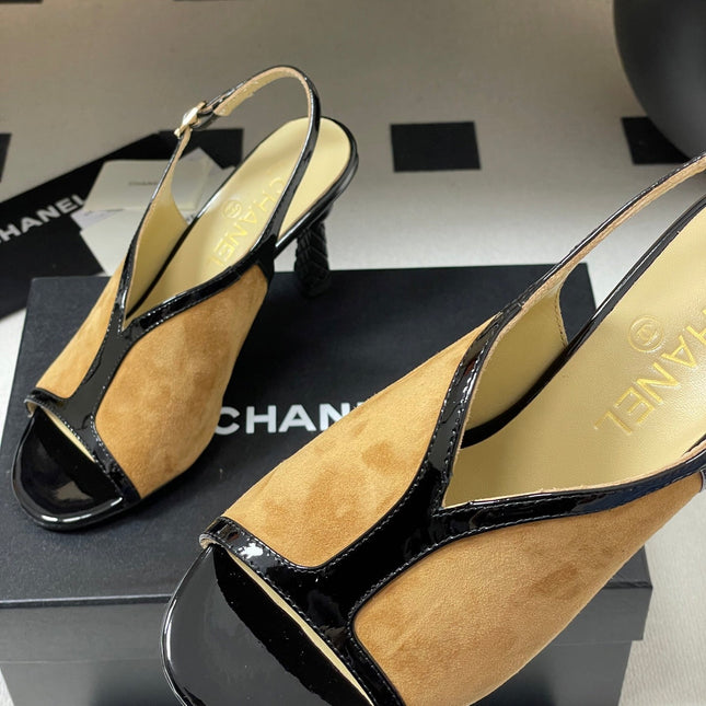 CC HIGH HEELS 85MM IN BROWN AND BLACK SUEDE