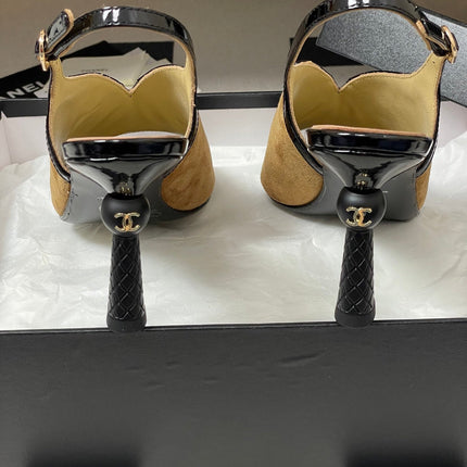 CC HIGH HEELS 85MM IN BROWN AND BLACK SUEDE