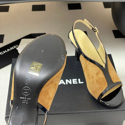 CC HIGH HEELS 85MM IN BROWN AND BLACK SUEDE