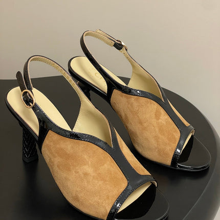 CC HIGH HEELS 85MM IN BROWN AND BLACK SUEDE