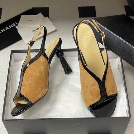 CC HIGH HEELS 85MM IN BROWN AND BLACK SUEDE