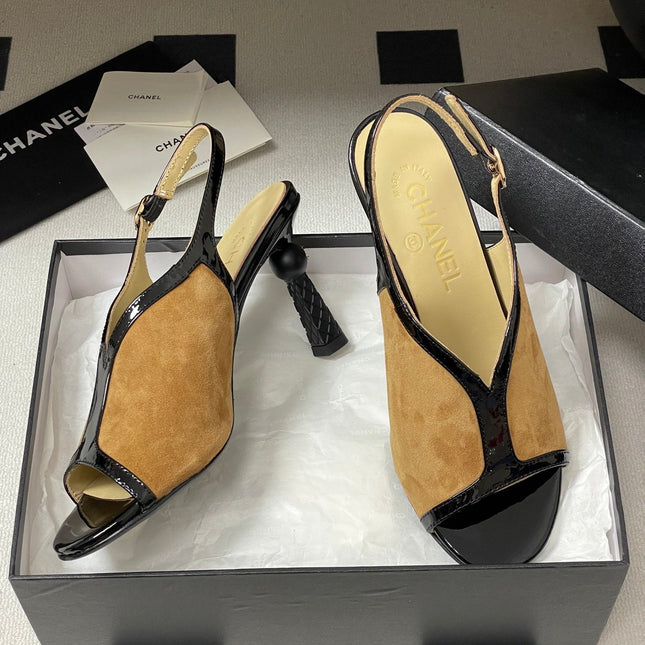 CC HIGH HEELS 85MM IN BROWN AND BLACK SUEDE