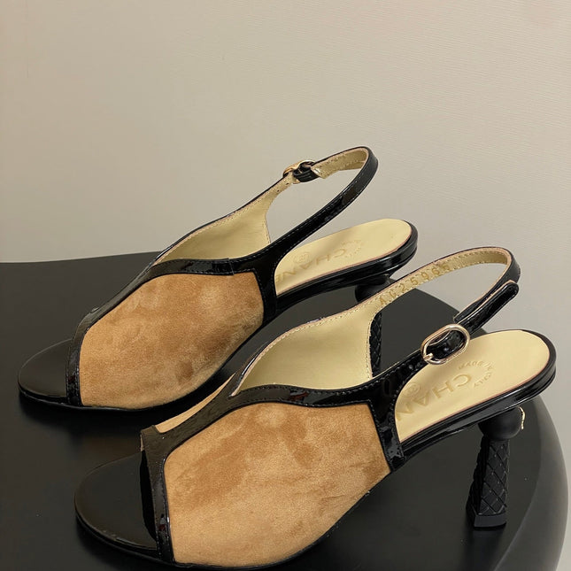 CC HIGH HEELS 85MM IN BROWN AND BLACK SUEDE