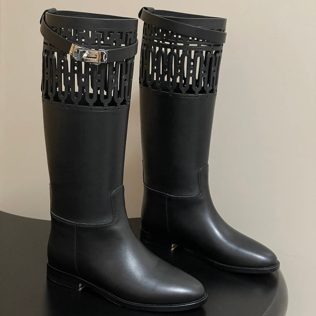 HM JUMPING BOOTS IN BLACK CALFSKIN 423264