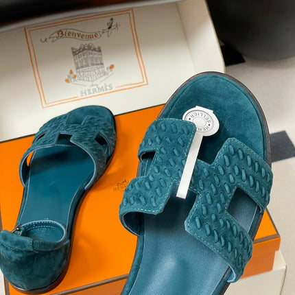 HM 25S SANTORINI SANDAL IN DARK BLUE SUEDE AND LAMBSKIN