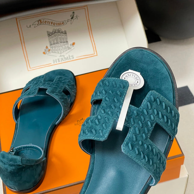 HM 25S SANTORINI SANDAL IN DARK BLUE SUEDE AND LAMBSKIN