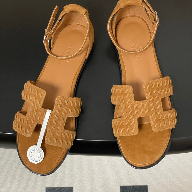 HM 25S SANTORINI SANDAL IN BROWN SUEDE AND LAMBSKIN