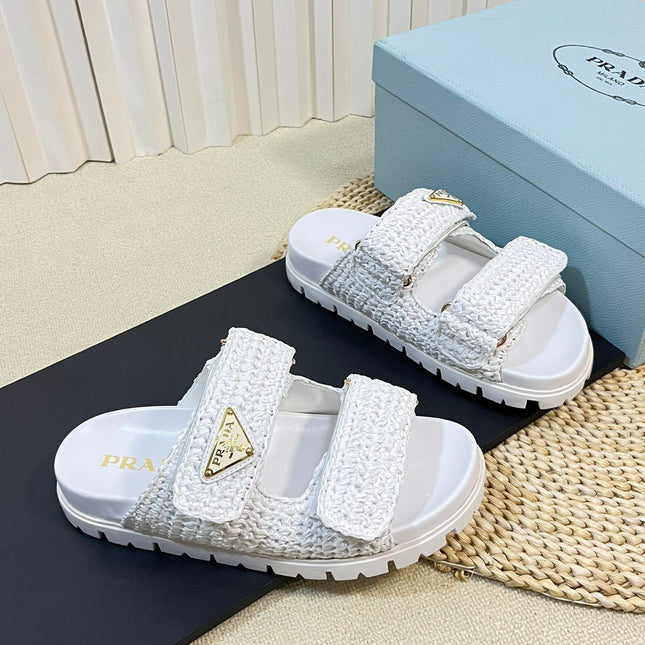 Pra Raffia Cork Slide 40 White