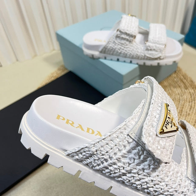 Pra Raffia Cork Slide 40 White