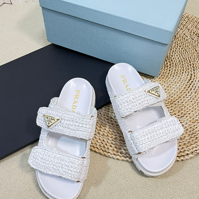 Pra Raffia Cork Slide 40 White