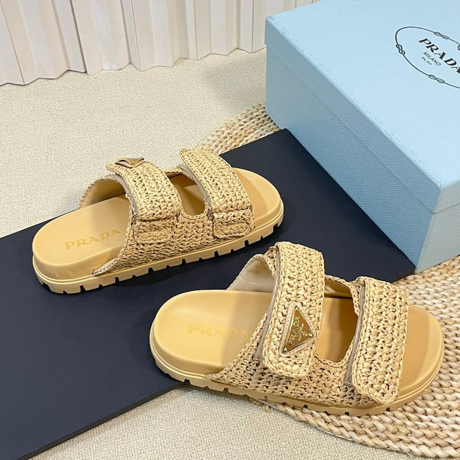 Pra Raffia Cork Slide 40 Beige