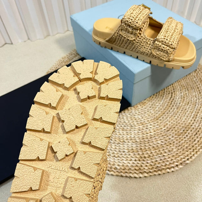 Pra Raffia Cork Slide 40 Beige